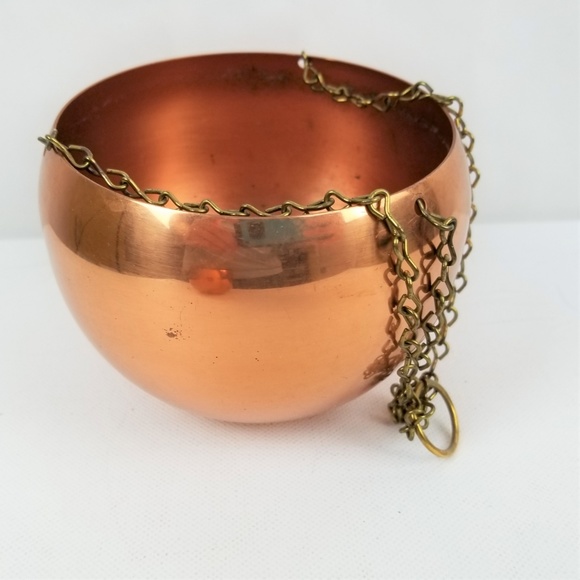 Vintage Round Copper Hanging Planters Plant Pots - Picture 6 of 6
